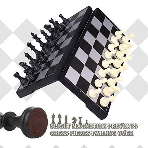 Peradix Schachspiel & Damespiel & BackgammonDeluxe 3-in-1 Schach mit Magnetischem Faltbarem Schachbrett Groß 30.5*30.5cm - 3