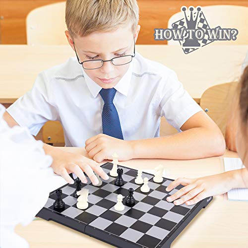 Peradix Schachspiel & Damespiel & BackgammonDeluxe 3-in-1 Schach mit Magnetischem Faltbarem Schachbrett Groß 30.5*30.5cm - 5