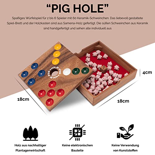 Pig Hole – Big Hole – Schweinchenspiel – Würfelspiel – Gesellschaftsspiel – Brettspiel aus Holz - 2