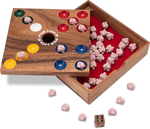 Pig Hole – Big Hole – Schweinchenspiel – Würfelspiel – Gesellschaftsspiel – Brettspiel aus Holz - 5