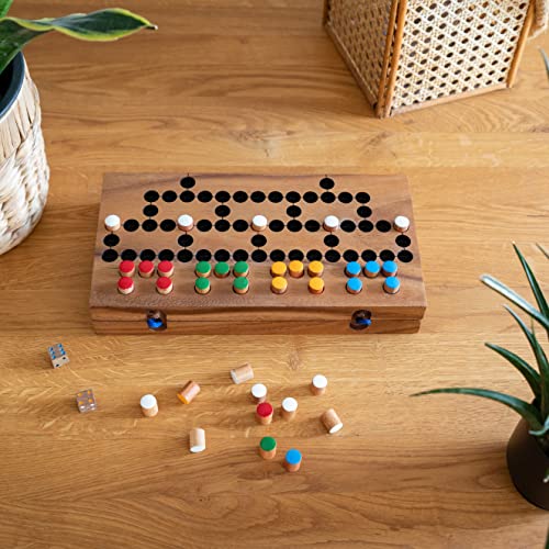 Blockade – Würfelspiel – Strategiespiel – Gesellschaftsspiel – Brettspiel aus Holz mit faltbarem Spielbrett - 3