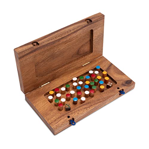 Blockade – Würfelspiel – Strategiespiel – Gesellschaftsspiel – Brettspiel aus Holz mit faltbarem Spielbrett - 5