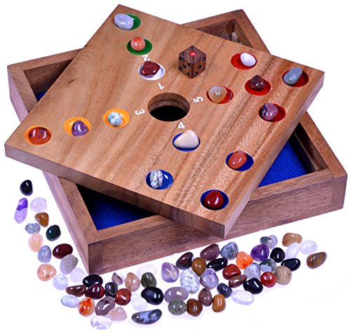 Big Hole - Pig Hole - Würfelspiel - Gesellschaftsspiel - Brettspiel aus Holz mit Edelsteinen