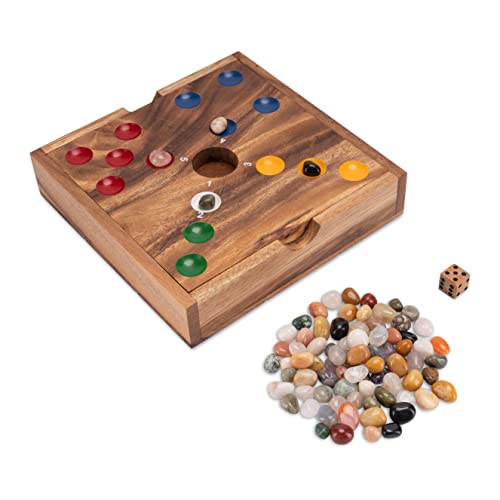 Big Hole – Pig Hole – Würfelspiel – Gesellschaftsspiel – Brettspiel aus Holz mit Edelsteinen - 5