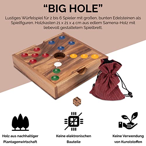Big Hole – Pig Hole – Würfelspiel – Gesellschaftsspiel – Brettspiel aus Holz mit Edelsteinen - 5