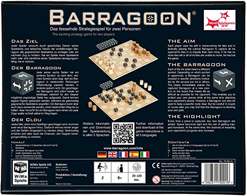 WiWa Spiele 790016 – BARRAGOON – Gewinner MinD-Spielepreis 2016 ( Gesellschaftsspiel Brettspiel Strategiespiel für 2 Spieler ab 8 10 12 Holz Spiel Steine) - 2