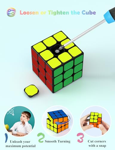 ROXENDA Zauberwürfel, Speed Würfel Set mit 2X2 3X3 Cube Originale, Speedcube mit Anleitun (Sticker) - 5