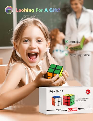 ROXENDA Zauberwürfel, Speed Würfel Set mit 2X2 3X3 Cube Originale, Speedcube mit Anleitun (Sticker) - 8