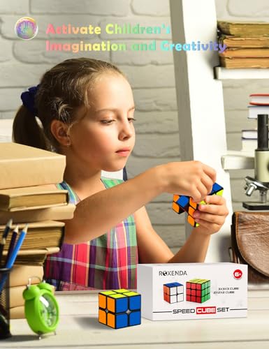 ROXENDA Zauberwürfel, Speed Würfel Set mit 2X2 3X3 Cube Originale, Speedcube mit Anleitun (Sticker) - 6