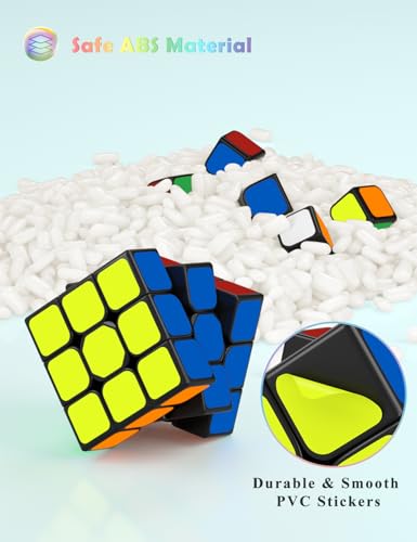 ROXENDA Zauberwürfel, Speed Würfel Set mit 2X2 3X3 Cube Originale, Speedcube mit Anleitun (Sticker) - 4