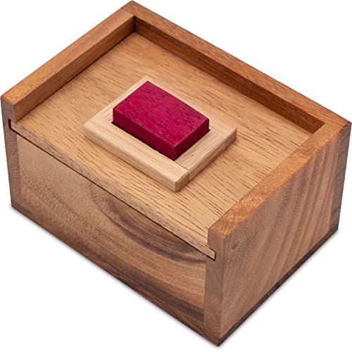 Der rote Stein - 3D Puzzle - Denkspiel - Knobelspiel - Geduldspiel im Holzkasten