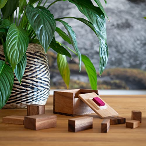 Der rote Stein – 3D Puzzle – Denkspiel – Knobelspiel – Geduldspiel im Holzkasten - 5