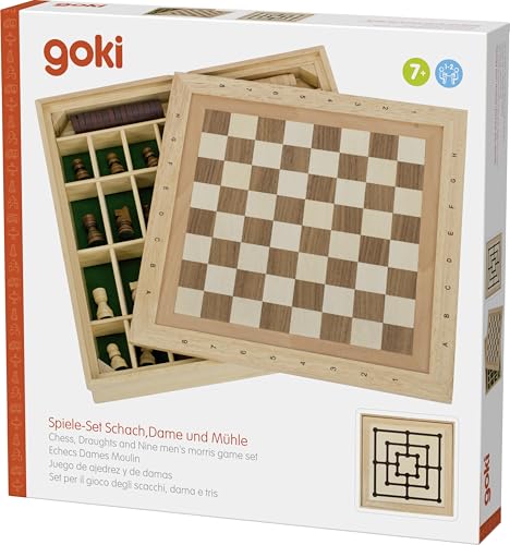 Goki 56953 – Spiele-Set Schach, Dame und Mühle - 2
