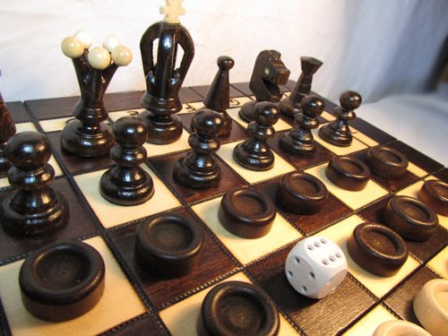 ChessEbook Schachspiel + Dame + Backgammon 35 x 35 cm Holz - 3