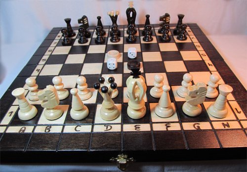 ChessEbook Schachspiel + Dame + Backgammon 35 x 35 cm Holz - 5