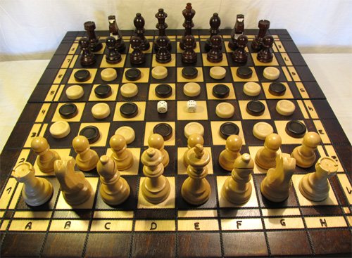 ChessEbook Schachspiel + Dame + Backgammon 52 x 52 cm Holz - 5