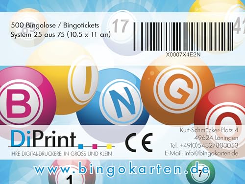 500 Bingolose / Bingotickets System 25 aus 75 (10,5 x 11 cm) - 3