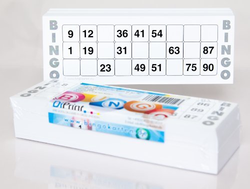 200 große Bingokarten für Senioren 15 aus 90 Zahlen (weiß)