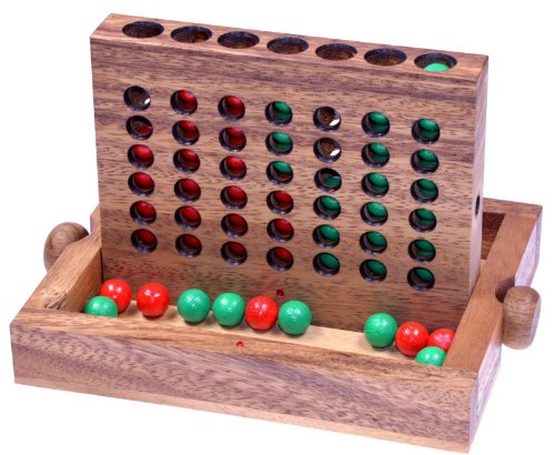 Vier in einer Reihe Gr. L - Viererreihe - Bingo 4 - Strategiespiel - Denkspiel aus Holz mit farbigen Kugeln