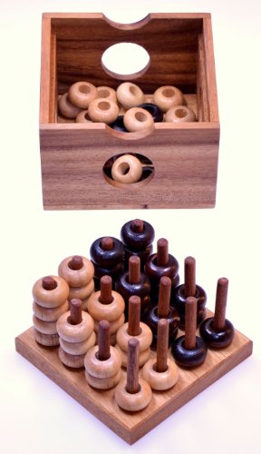 Vier in einer Reihe 3D 4×4 – 3D Bingo 4×4 – Raummühle – Viererreihe 3D – Strategiespiel – Denkspiel aus Holz - 3