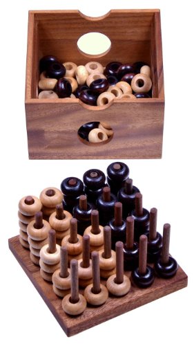 Vier in einer Reihe 3D 5×5 – 3D Bingo 5×5 – Raummühle – Viererreihe 3D – Strategiespiel – Denkspiel aus Holz - 3