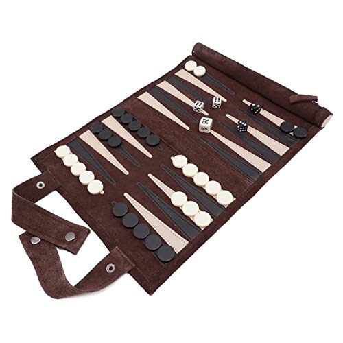 SONDERGUT – Backgammon – Echtleder Backgammon – Reise Backgammon – Farbe: Mocca - 2