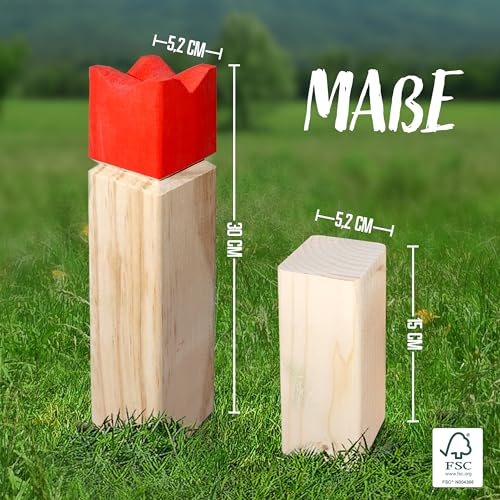 Ocean5 – Kubb – Original Wikinger-Schach-Spiel für Draußen – Holz-Spiel aus Skandinavien mit Tragetasche – das Geschicklichkeitsspiel für den Sommer - 4