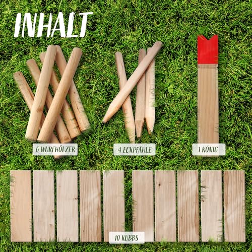Ocean5 – Kubb – Original Wikinger-Schach-Spiel für Draußen – Holz-Spiel aus Skandinavien mit Tragetasche – das Geschicklichkeitsspiel für den Sommer - 5
