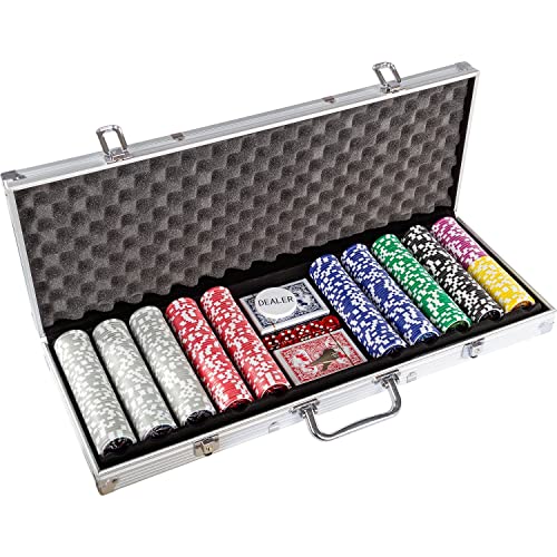 Ultimate Pokerset mit 1000 hochwertigen 12 Gramm METALLKERN Laserchips, inkl. 2x Pokerdecks, Alu Pokerkoffer, 5x Würfel, 1x Dealer Button, Poker, Set, Pokerchips, Koffer, Jetons - 2