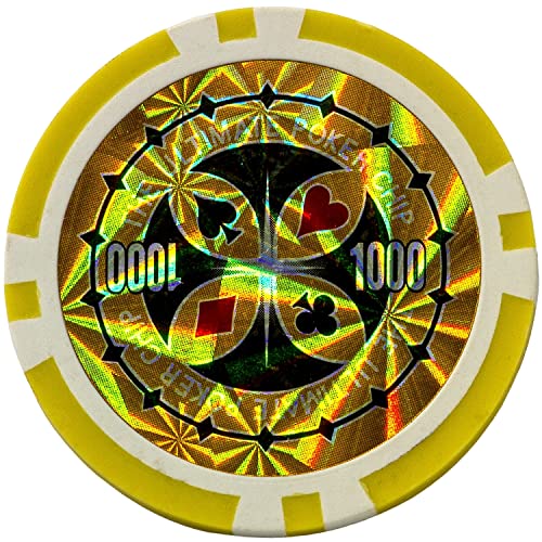 Ultimate Pokerset mit 1000 hochwertigen 12 Gramm METALLKERN Laserchips, inkl. 2x Pokerdecks, Alu Pokerkoffer, 5x Würfel, 1x Dealer Button, Poker, Set, Pokerchips, Koffer, Jetons - 6