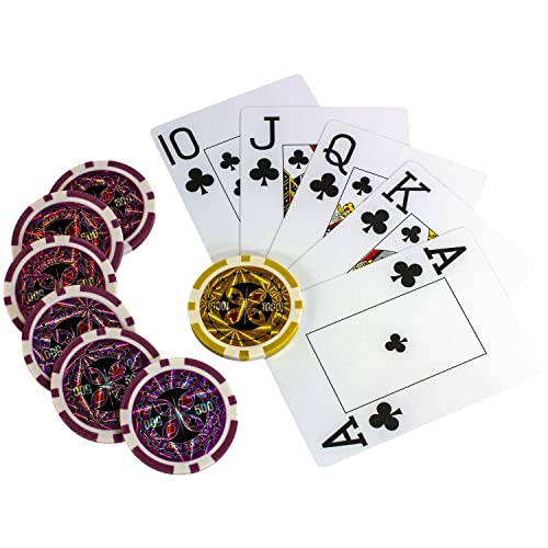 Ultimate Pokerset mit 1000 hochwertigen 12 Gramm METALLKERN Laserchips, inkl. 2x Pokerdecks, Alu Pokerkoffer, 5x Würfel, 1x Dealer Button, Poker, Set, Pokerchips, Koffer, Jetons - 8