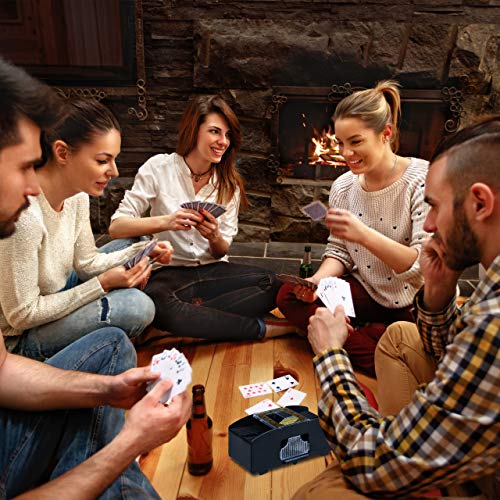 Relaxdays Kartenmischmaschine 2 Decks Elektrische Mischmaschine als Kartenmischgerät batteriebetrieben zum Mischen von Karten beim Pokern, Rommé und Skat auf Knopfdruck Karten sortieren, schwarz - 2
