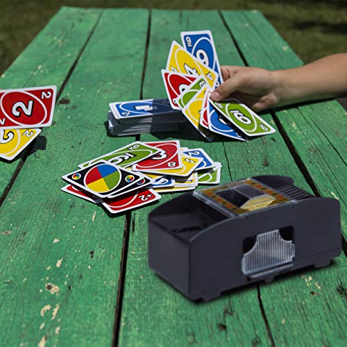 Relaxdays Kartenmischmaschine 2 Decks Elektrische Mischmaschine als Kartenmischgerät batteriebetrieben zum Mischen von Karten beim Pokern, Rommé und Skat auf Knopfdruck Karten sortieren, schwarz - 5