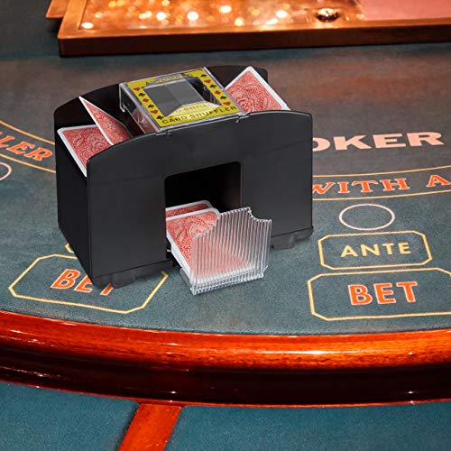Relaxdays Kartenmischmaschine 4 Decks Elektrische Mischmaschine als Kartenmischgerät batteriebetrieben zum Mischen von Karten beim Pokern, Rommé und Skat auf Knopfdruck Karten sortieren, schwarz - 2