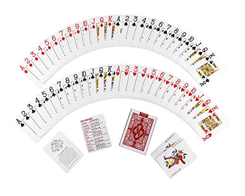 2x wasserfeste Designer Plastik Spielkarten von Bullets Playing Cards – Jumbo Index – 2 Eckzeichen – rot und blau / Pokerkarten Poker - 3