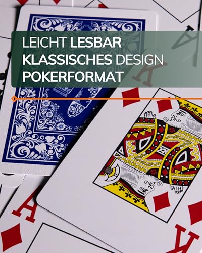 2x wasserfeste Designer Plastik Spielkarten von Bullets Playing Cards – Jumbo Index – 2 Eckzeichen – rot und blau / Pokerkarten Poker - 2
