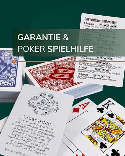 2x wasserfeste Designer Plastik Spielkarten von Bullets Playing Cards – Jumbo Index – 2 Eckzeichen – rot und blau / Pokerkarten Poker - 6