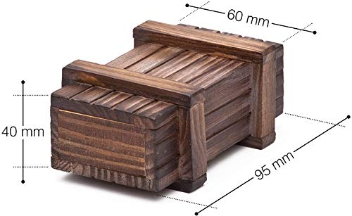 Magische Geschenkbox aus dunklem Holz -Trickkiste für Geldgeschenke – Standard-Variante – Knobelspiel – Verpackung für Geschenke – 10,5 cm x 6,5 cm x 4 cm - 6