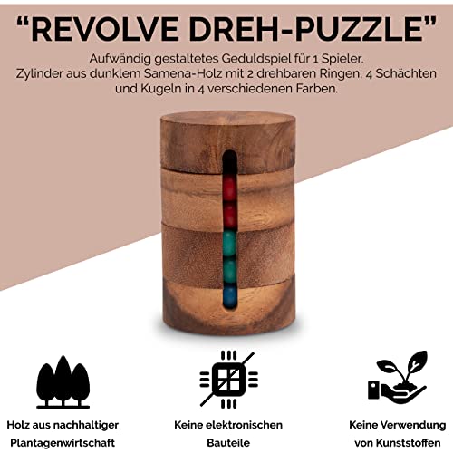 Revolve – Zauberwürfel – Dreh-Puzzle – Kugelpuzzle – Denkspiel – Knobelspiel – Geduldspiel aus Holz - 2